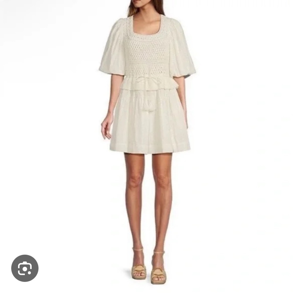 a loves a white puff sleeve mini dress